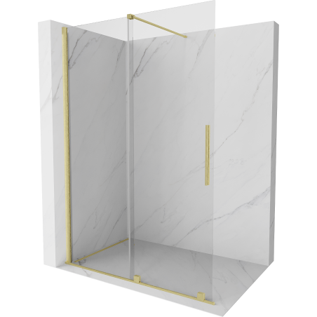 Cloison de douche coulissante Mexen Velar Walk-in 150 x 200 cm, transparent 8 mm, or brossé - 871-150-000-03-55