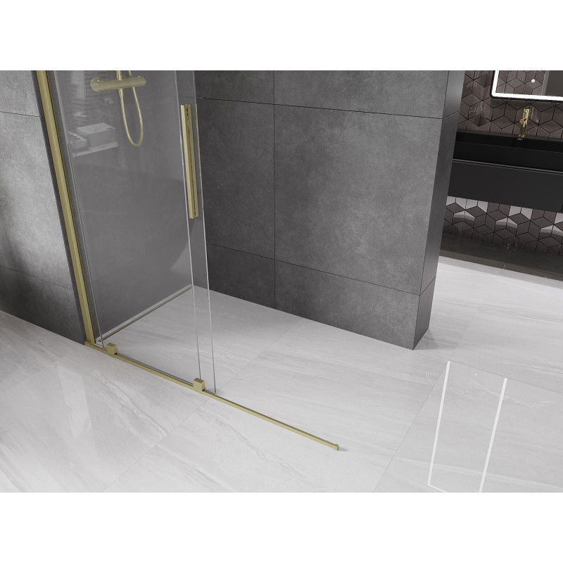 Mexen Velar paroi de douche coulissante Walk-in 150 x 200 cm, transparente 8 mm, or brossé - 871-150-000-03-55