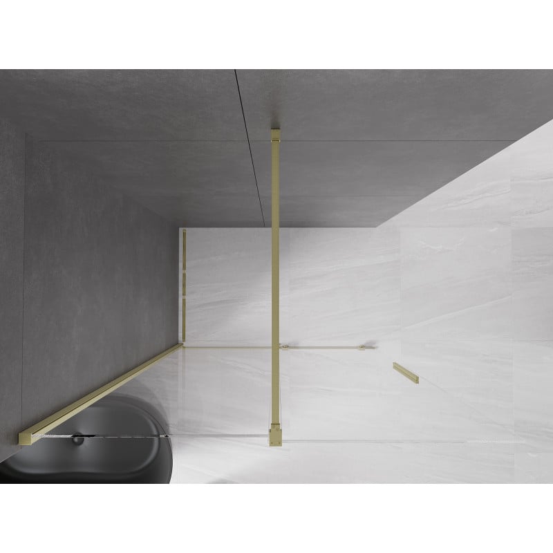 Mexen Velar paroi de douche coulissante Walk-in 160 x 200 cm, transparent 8 mm, or brossé - 871-160-000-03-55