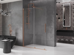 Mexen Velar paroi de douche coulissante Walk-in 130 x 200 cm, transparent 8 mm, cuivre brossé - 871-130-000-03-65