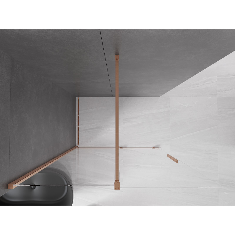 Mexen Velar paroi de douche coulissante Walk-in 130 x 200 cm, transparent 8 mm, cuivre brossé - 871-130-000-03-65