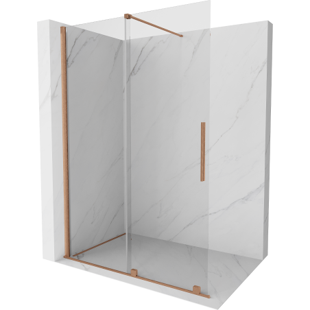 Mexen Velar paroi de douche rétractable Walk-in 140 x 200 cm, verre transparent 8 mm, laiton brossé - 871-140-000-03-65