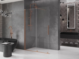 Mexen Velar paroi de douche coulissante Walk-in 150 x 200 cm, transparent 8 mm, cuivre brossé - 871-150-000-03-65