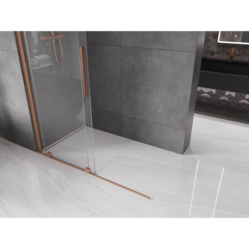 Mexen Velar paroi de douche coulissante Walk-in 160 x 200 cm, transparent 8 mm, cuivre brossé - 871-160-000-03-65