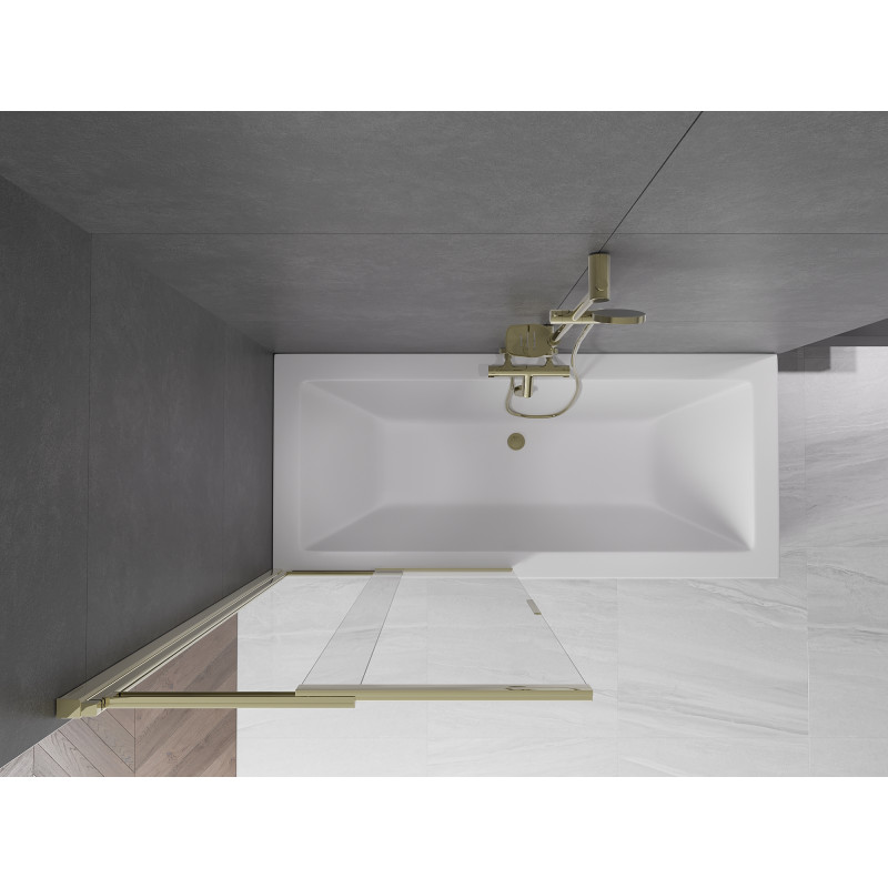 Mexen Fox paroi de douche 2 volets coulissante 85 x 150 cm, transparent, doré - 891-085-002-50-00