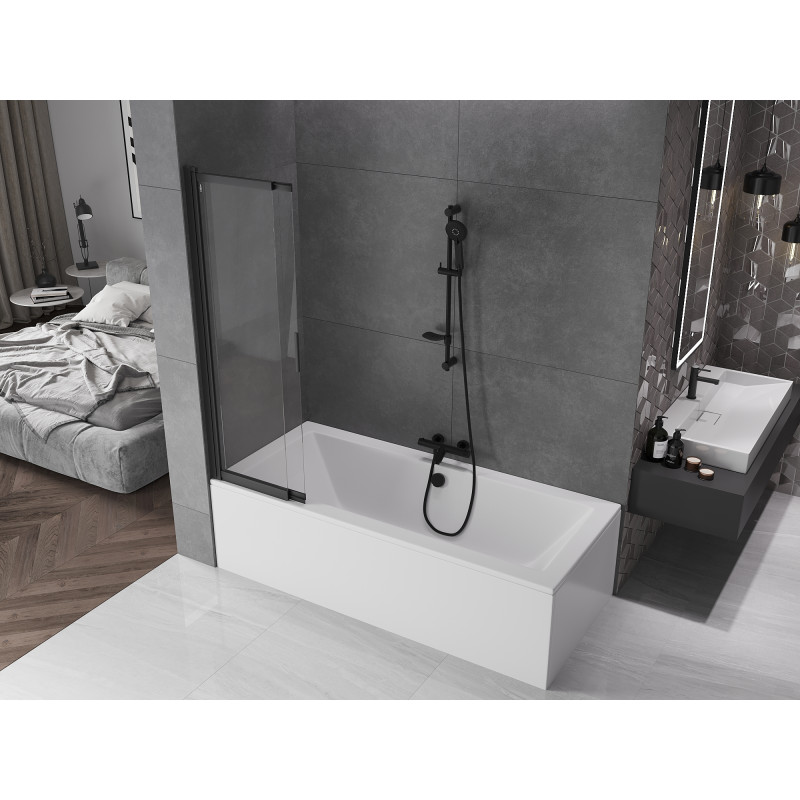 Mexen Fox paroi de douche 2 volets coulissante 85 x 150 cm, transparent, noir - 891-085-002-70-00