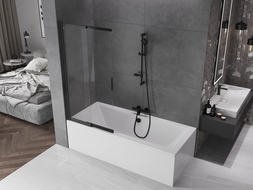 Mexen Fox paroi de douche 2 volets coulissants 85 x 150 cm, transparent, noir - 891-085-002-70-00