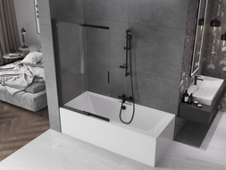 Mexen Fox paroi de baignoire 2 volets coulissants 100 x 150 cm, transparent, noir - 891-100-002-70-00