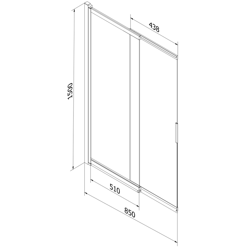 Mexen Fox paroi de douche 2 volets coulissante 85 x 150 cm, transparent, noir - 891-085-002-70-00