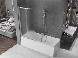 Paroi de douche 2 volets coulissants Mexen Fox 85 x 150 cm, givrée, chromée - 891-085-002-01-30