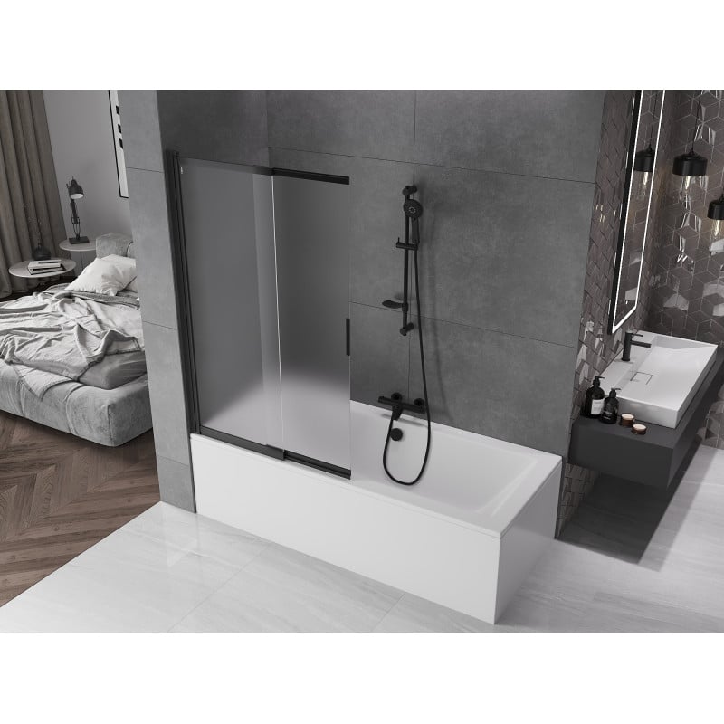 Mexen Fox paroi de douche 2 panneaux coulissants 100 x 150 cm, dépoli, noir - 891-100-002-70-30