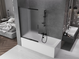 Mexen Fox pare-douche à deux volets coulissants 100 x 150 cm, givré, noir - 891-100-002-70-30