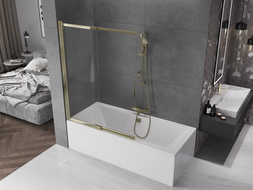 Mexen Fox paroi de baignoire 2 volets coulissants 120 x 150 cm, transparent, doré - 891-120-002-50-00