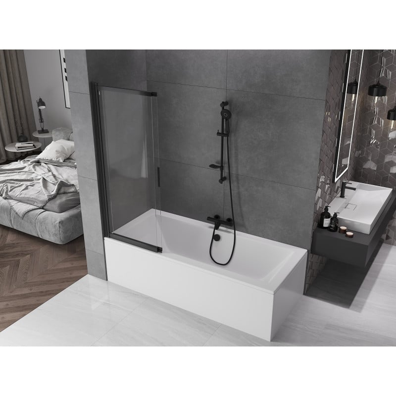Mexen Fox paroi de douche à 2 volets coulissants 120 x 150 cm, transparent, noir - 891-120-002-70-00