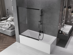 Paroi de douche coulissante 2 volets Mexen Fox 120 x 150 cm, transparent, noir - 891-120-002-70-00