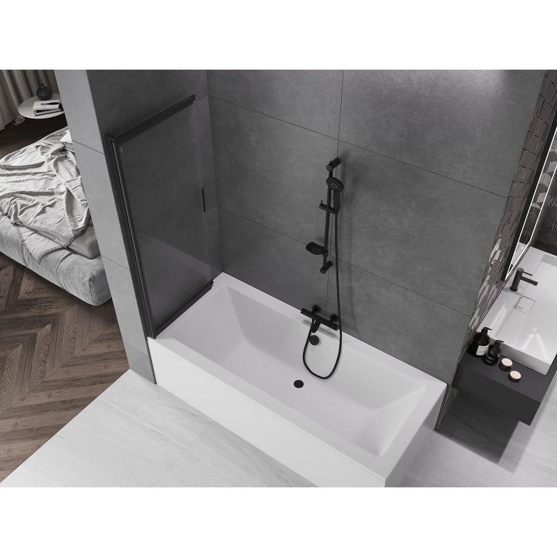 Mexen Fox paroi de douche à 2 volets coulissants 120 x 150 cm, transparent, noir - 891-120-002-70-00