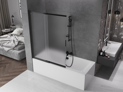 Mexen Fox paroi de baignoire coulissante à 2 volets 120 x 150 cm, givre, noir - 891-120-002-70-30