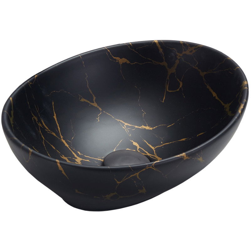 Mexen Elza lavabo de comptoir 40 x 33 cm, Pierre noire - 21014098