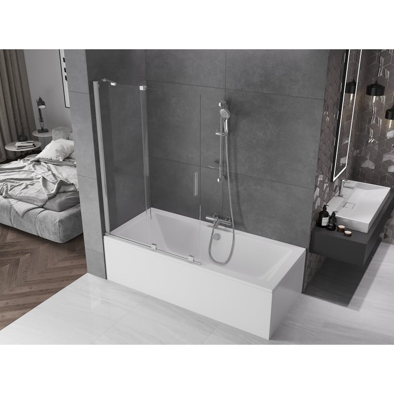 Mexen Velar paroi de baignoire 2 volets coulissants 110 x 150 cm, transparent, chromé - 896-110-000-01-01