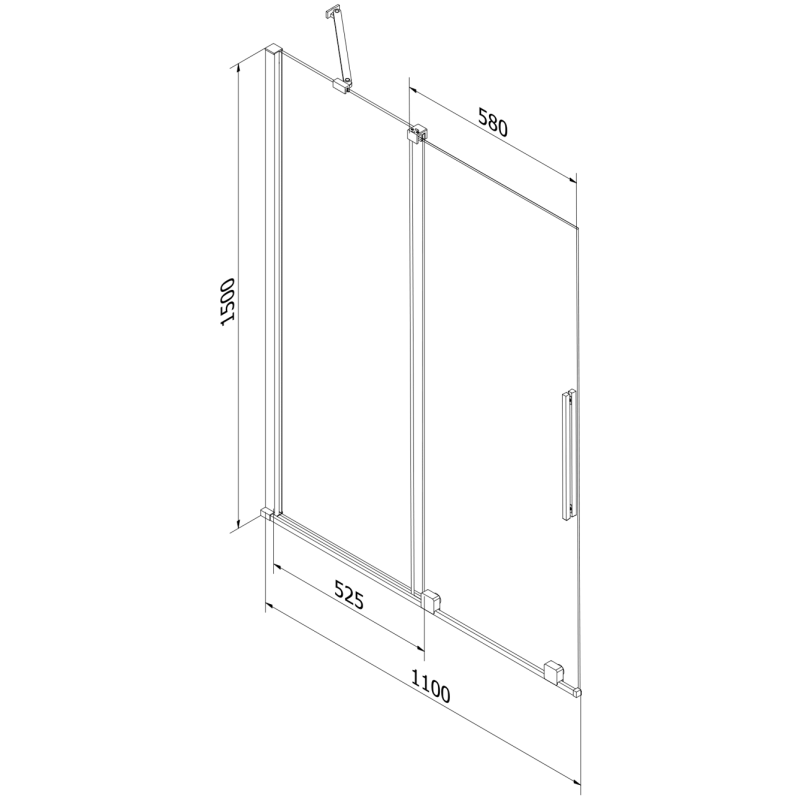 Mexen Velar paroi de baignoire 2 volets coulissants 110 x 150 cm, transparent, chromé - 896-110-000-01-01
