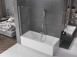Mexen Velar écran de baignoire à 2 ailes coulissante 130 x 150 cm, transparent, Chrome - 896-130-000-01-01