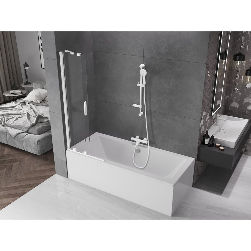Mexen Velar paroi de baignoire rétractable à 2 volets 70 x 150 cm, transparent, blanc - 896-070-000-01-20