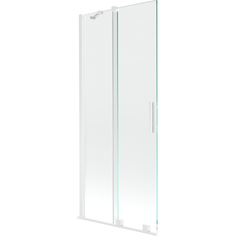 Mexen Velar paroi de baignoire à 2 panneaux coulissants 80 x 150 cm, transparent, blanc - 896-080-000-01-20
