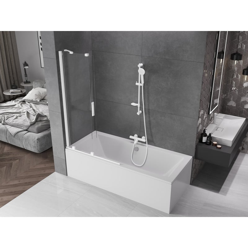 Mexen Velar paroi de baignoire à 2 volets coulissants 100 x 150 cm, transparent, blanc - 896-100-000-01-20