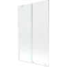 Mexen Velar paravent de baignoire coulissant à 2 vantaux 110 x 150 cm, transparent, blanc - 896-110-000-01-20