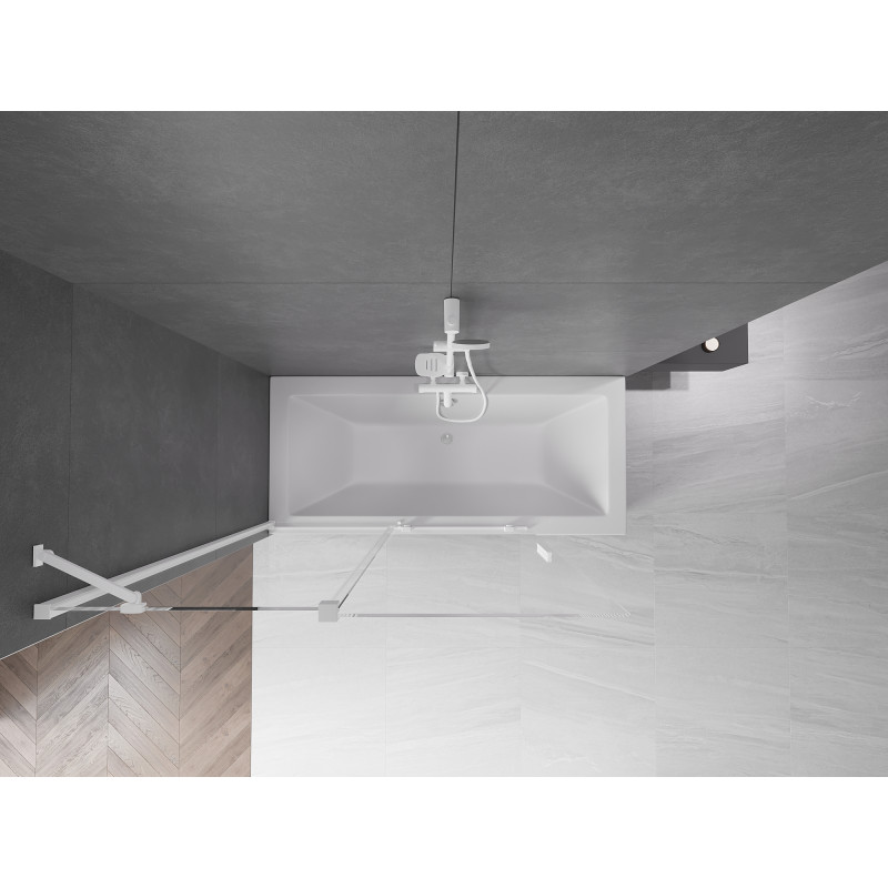 Mexen Velar paroi de baignoire 2 volets coulissants 130 x 150 cm, transparent, blanc - 896-130-000-01-20