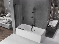 Mexen Velar écran de baignoire à 2 ailes coulissante 70 x 150 cm, transparent, Noir - 896-070-000-01-70