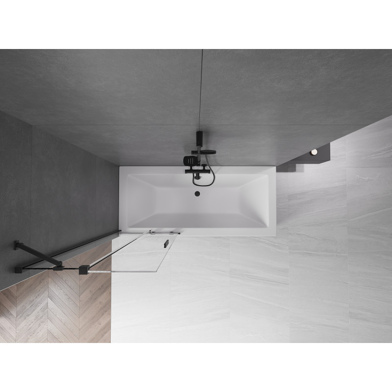 Mexen Velar paroi de douche à 2 volets coulissants 75 x 150 cm, transparent, noir - 896-075-000-01-70