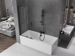 Mexen Velar écran de baignoire à 2 ailes coulissante 85 x 150 cm, transparent, Noir - 896-085-000-01-70