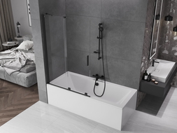 Paroi de baignoire coulissante à 2 volets Mexen Velar 110 x 150 cm, transparent, noir - 896-110-000-01-70
