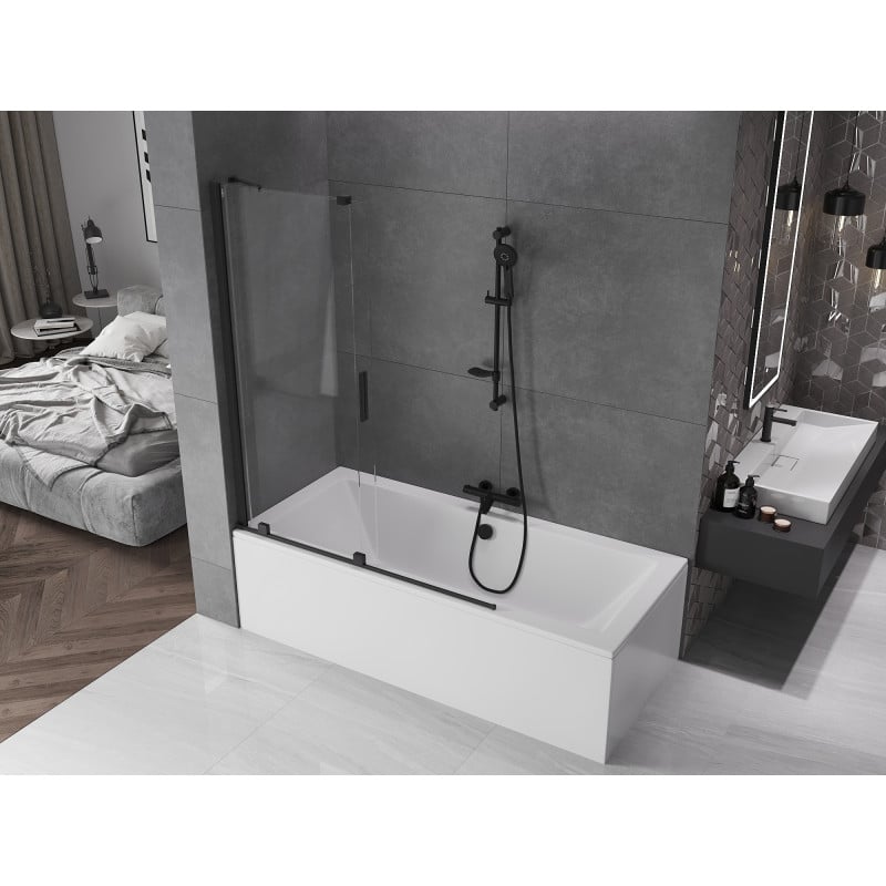 Mexen Velar paroi de douche à 2 panneaux coulissants 130 x 150 cm, transparent, noir - 896-130-000-01-70