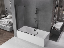 Mexen Velar paroi de douche à 2 panneaux coulissants 130 x 150 cm, transparent, noir - 896-130-000-01-70