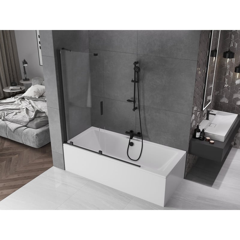 Mexen Velar paroi de douche à 2 battants coulissante 140 x 150 cm, transparent, noir - 896-140-000-01-70