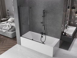 Mexen Velar écran de baignoire à 2 ailes coulissante 140 x 150 cm, transparent, Noir - 896-140-000-01-70