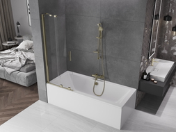 Mexen Velar paroi de baignoire à 2 volets coulissants 75 x 150 cm, transparent, doré - 896-075-000-01-50