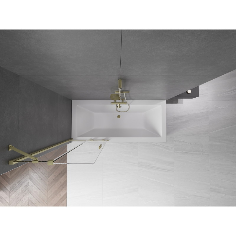 Mexen Velar paroi de baignoire coulissante à 2 panneaux 75 x 150 cm, transparent, doré brossé - 896-075-000-01-55