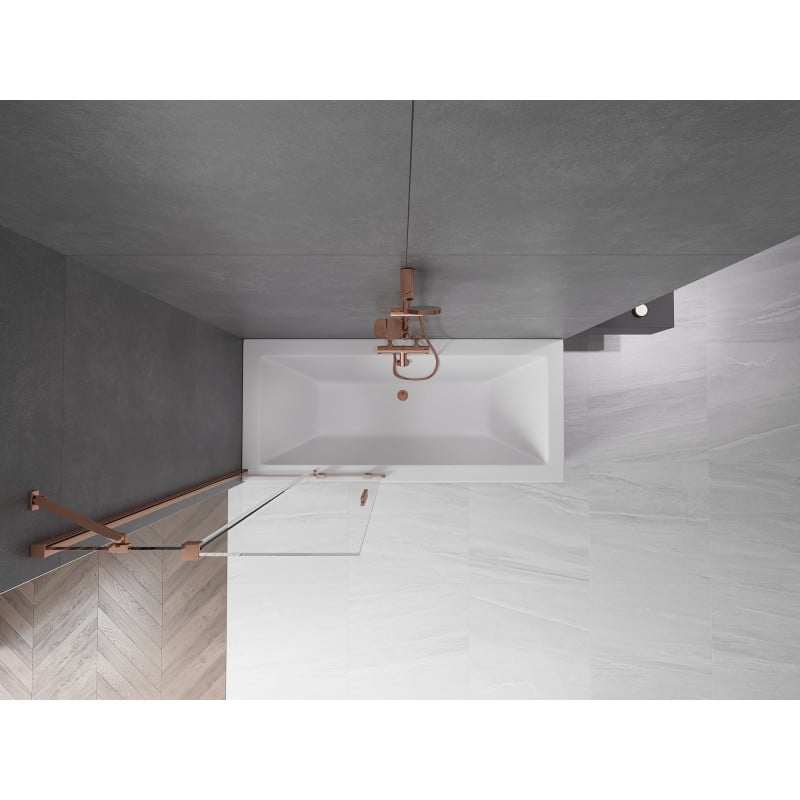 Mexen Velar paroi de baignoire 2 volets coulissante 85 x 150 cm, transparent, or rose - 896-085-000-01-60