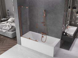 Mexen Velar paroi de baignoire coulissante à 2 volets 100 x 150 cm, transparent, or rose - 896-100-000-01-60