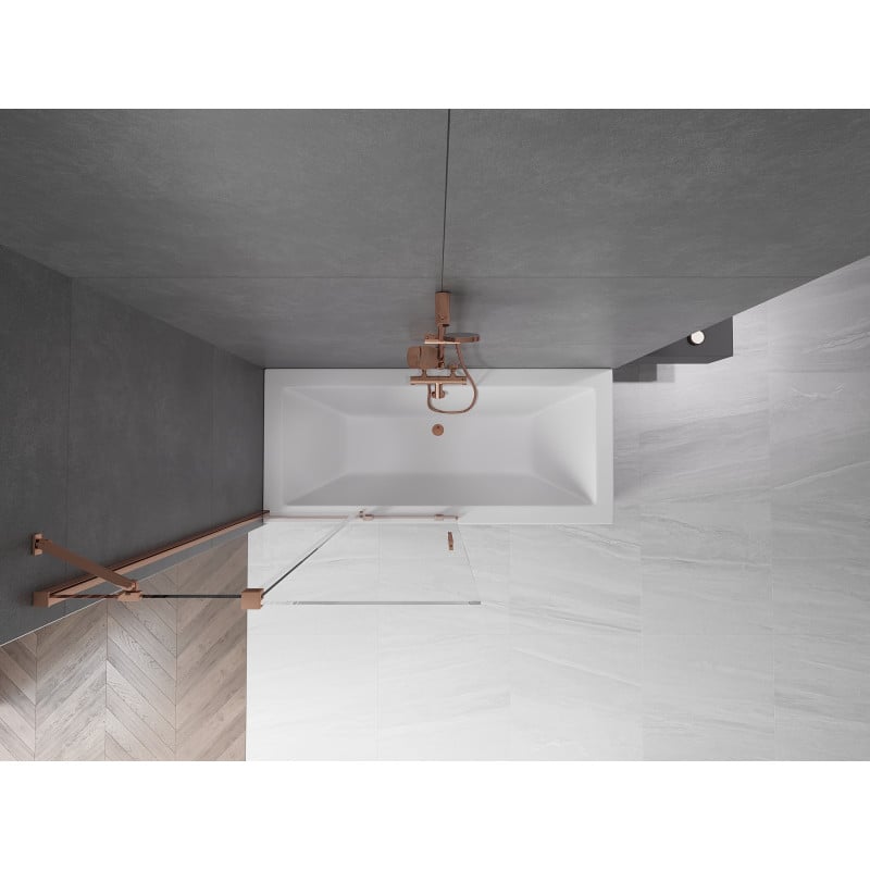 Mexen Velar paroi de baignoire 2 volets coulissants 100 x 150 cm, transparent, or rose - 896-100-000-01-60