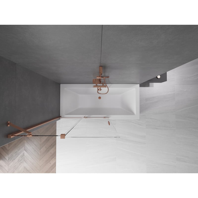 Mexen Velar pare-douche 2 volets coulissants 110 x 150 cm, transparent, or rose - 896-110-000-01-60