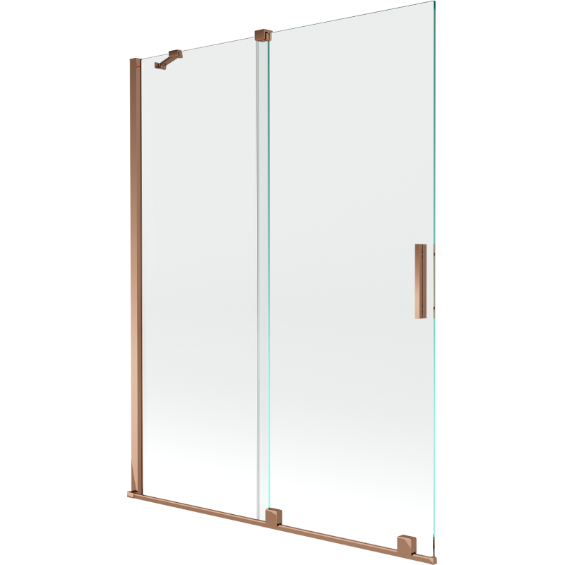 Mexen Velar écran de baignoire à 2 ailes coulissante 130 x 150 cm, transparent, Or rose - 896-130-000-01-60