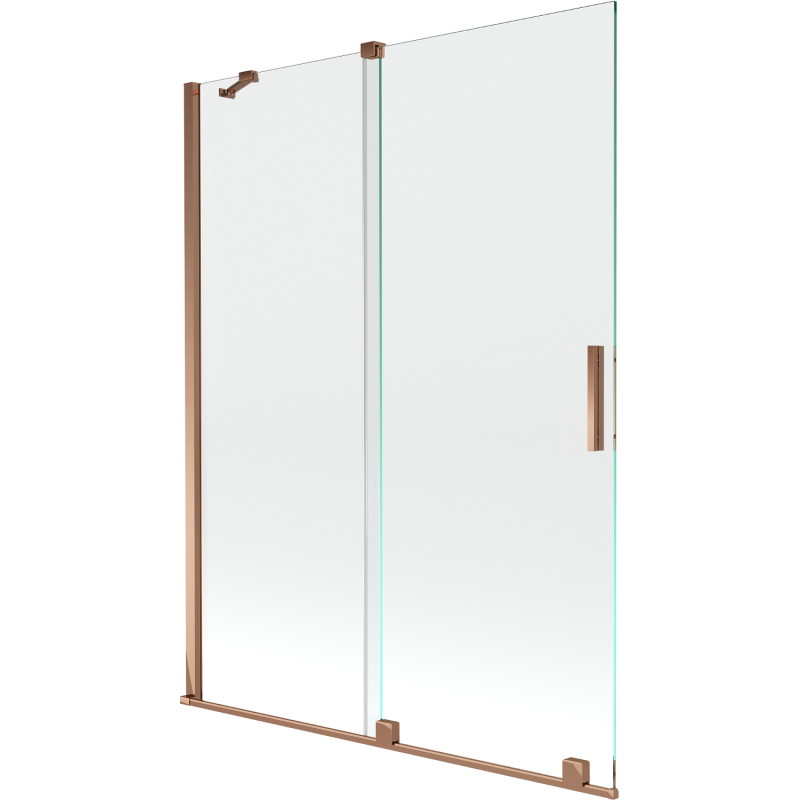 Mexen Velar paroi de baignoire à 2 panneaux coulissants 130 x 150 cm, transparent, or rose - 896-130-000-01-60