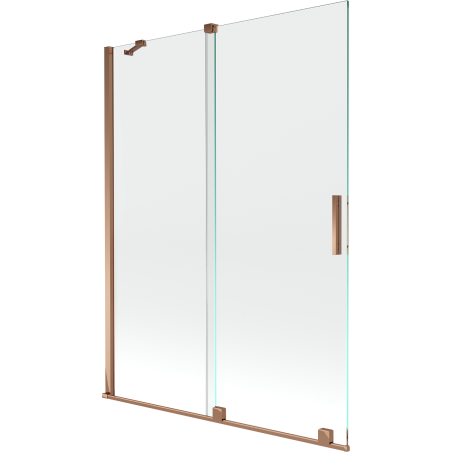 Mexen Velar paroi de baignoire à 2 panneaux coulissants 130 x 150 cm, transparent, or rose - 896-130-000-01-60