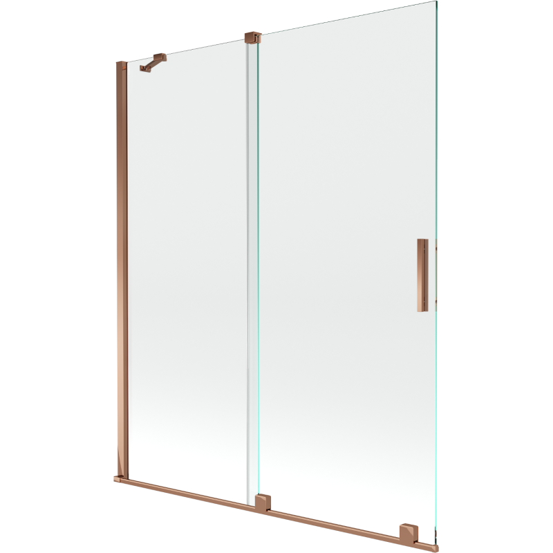 Mexen Velar écran de baignoire à 2 ailes coulissante 140 x 150 cm, transparent, Or rose - 896-140-000-01-60