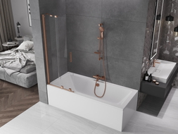 Mexen Velar paroi de baignoire à 2 volets coulissants 70 x 150 cm, transparent, cuivre brossé - 896-070-000-01-65