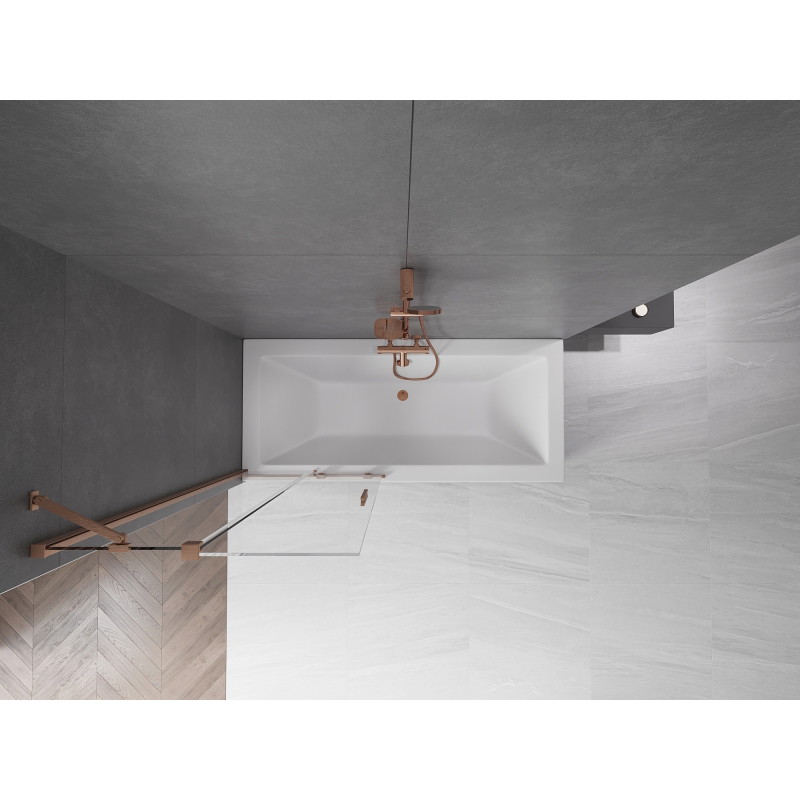 Mexen Velar paroi de baignoire 2 volets coulissante 80 x 150 cm, transparent, cuivre brossé - 896-080-000-01-65